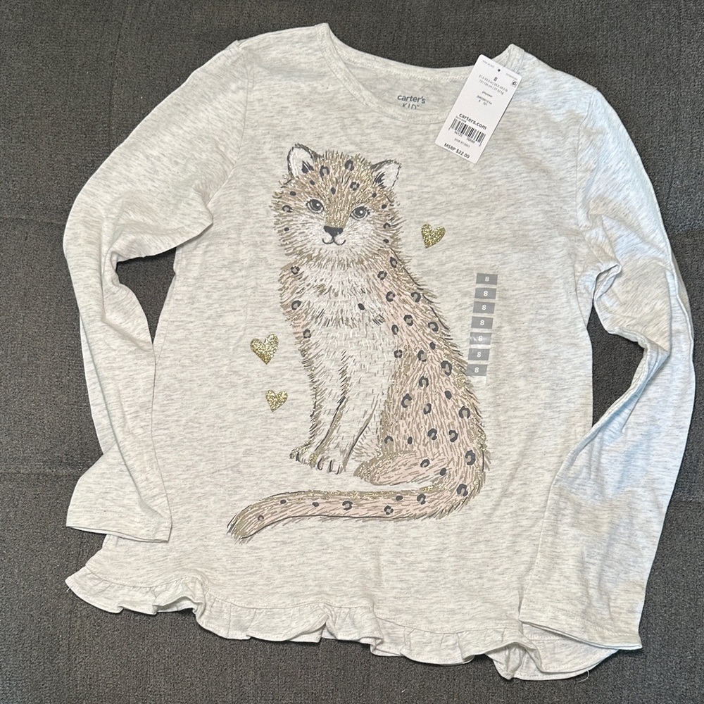 Carter's Light Gray Long Sleeve with Leopard Print